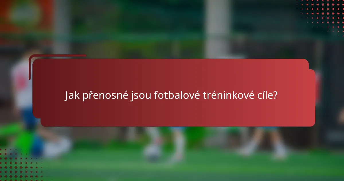 Jak přenosné jsou fotbalové tréninkové cíle?