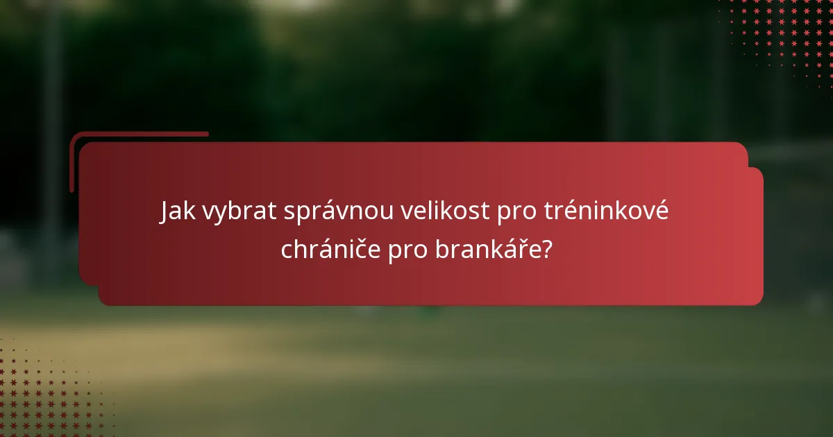 Jak vybrat správnou velikost pro tréninkové chrániče pro brankáře?