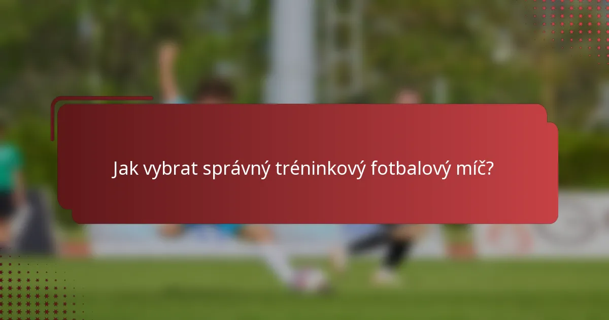 Jak vybrat správný tréninkový fotbalový míč?