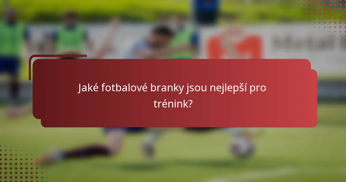 Jaké fotbalové branky jsou nejlepší pro trénink?