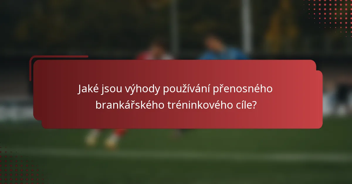 Jaké jsou výhody používání přenosného brankářského tréninkového cíle?