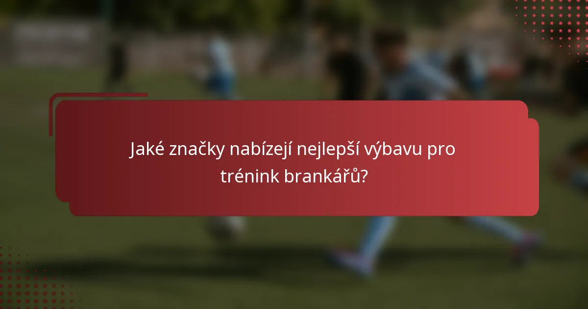 Jaké značky nabízejí nejlepší výbavu pro trénink brankářů?