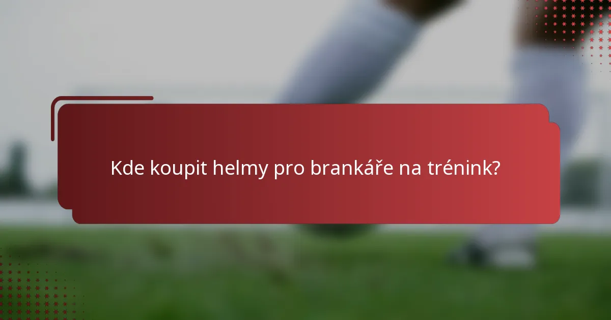 Kde koupit helmy pro brankáře na trénink?