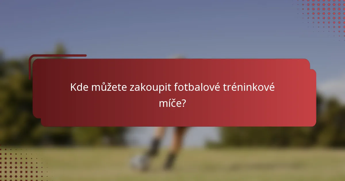 Kde můžete zakoupit fotbalové tréninkové míče?