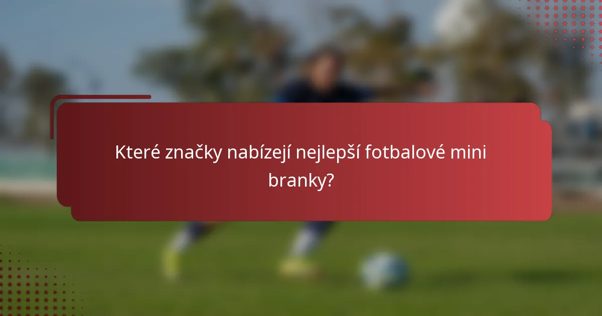 Které značky nabízejí nejlepší fotbalové mini branky?