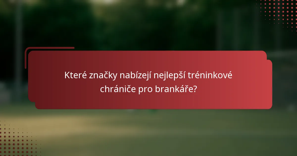 Které značky nabízejí nejlepší tréninkové chrániče pro brankáře?